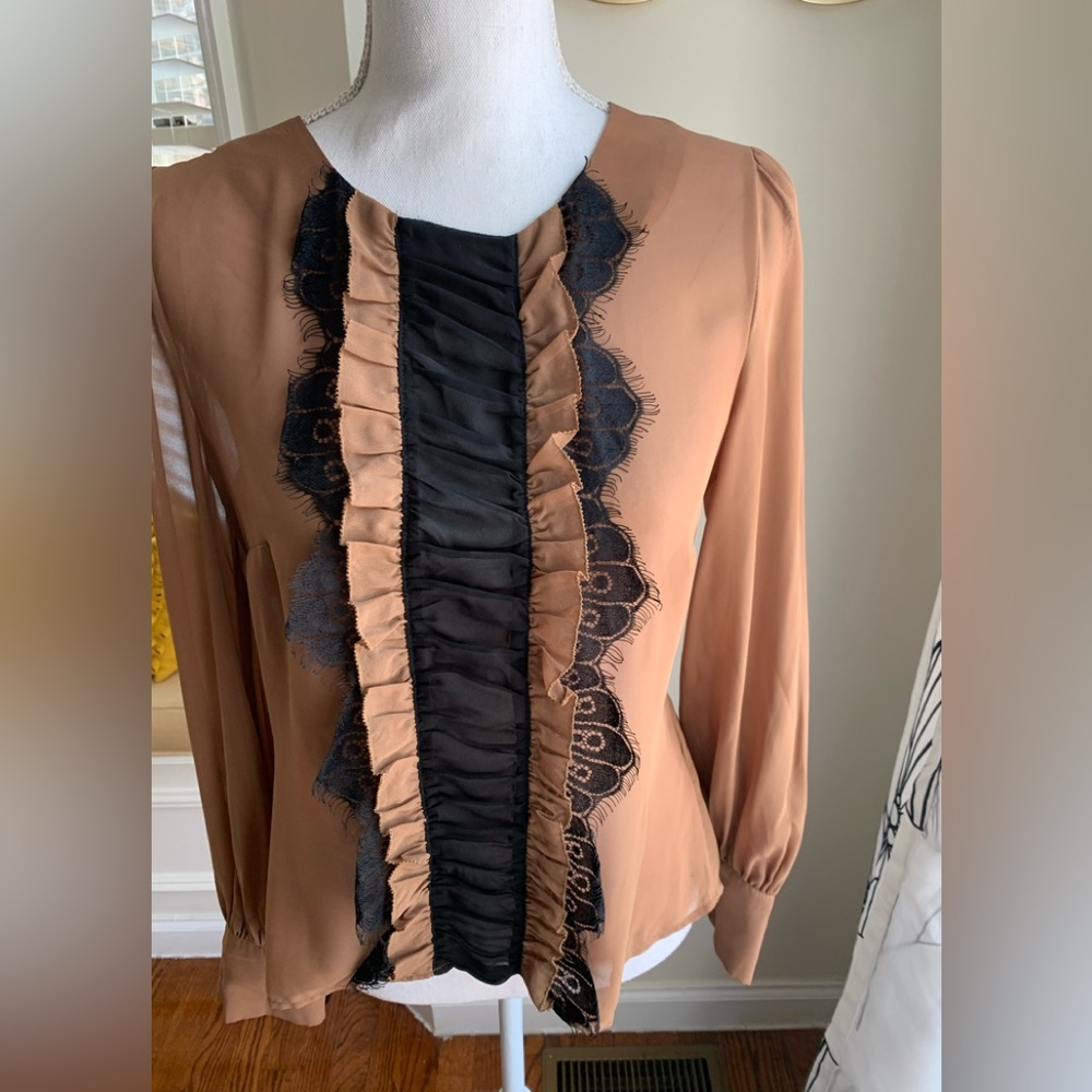 Cafe Au Lait Button Back Blouse